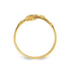 14K Real Yellow Gold Diamond Cut Crucifix Ring, Size 7 - JewelryAffairs