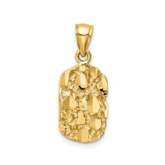 14k Real Yellow Gold Diamond-Cut Nugget Pendant Charm 1 Inch Length