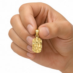 14k Real Yellow Gold Diamond-Cut Nugget Pendant Charm 1 Inch Length