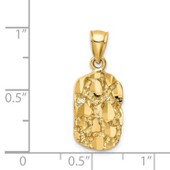 14k Real Yellow Gold Diamond-Cut Nugget Pendant Charm 1 Inch Length