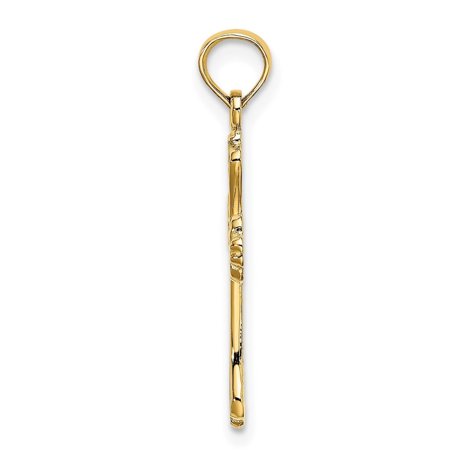 14K Real Yellow Gold Engraved Cross Charm Pendant - JewelryAffairs
