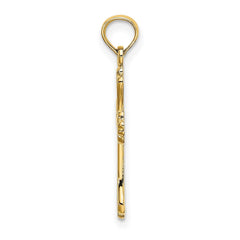 14K Real Yellow Gold Engraved Cross Charm Pendant - JewelryAffairs