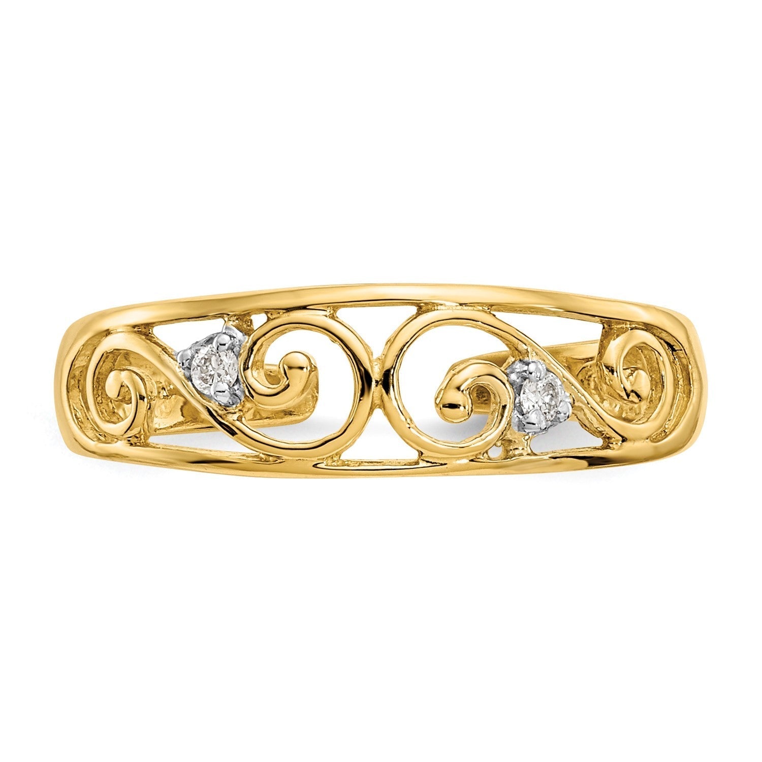14k Real Yellow Gold Filigree Diamond Stones Toe Ring - JewelryAffairs