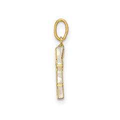14K Real Yellow Gold High Polished Mother of Pearl Cross Pendant, 12x8mm - JewelryAffairs