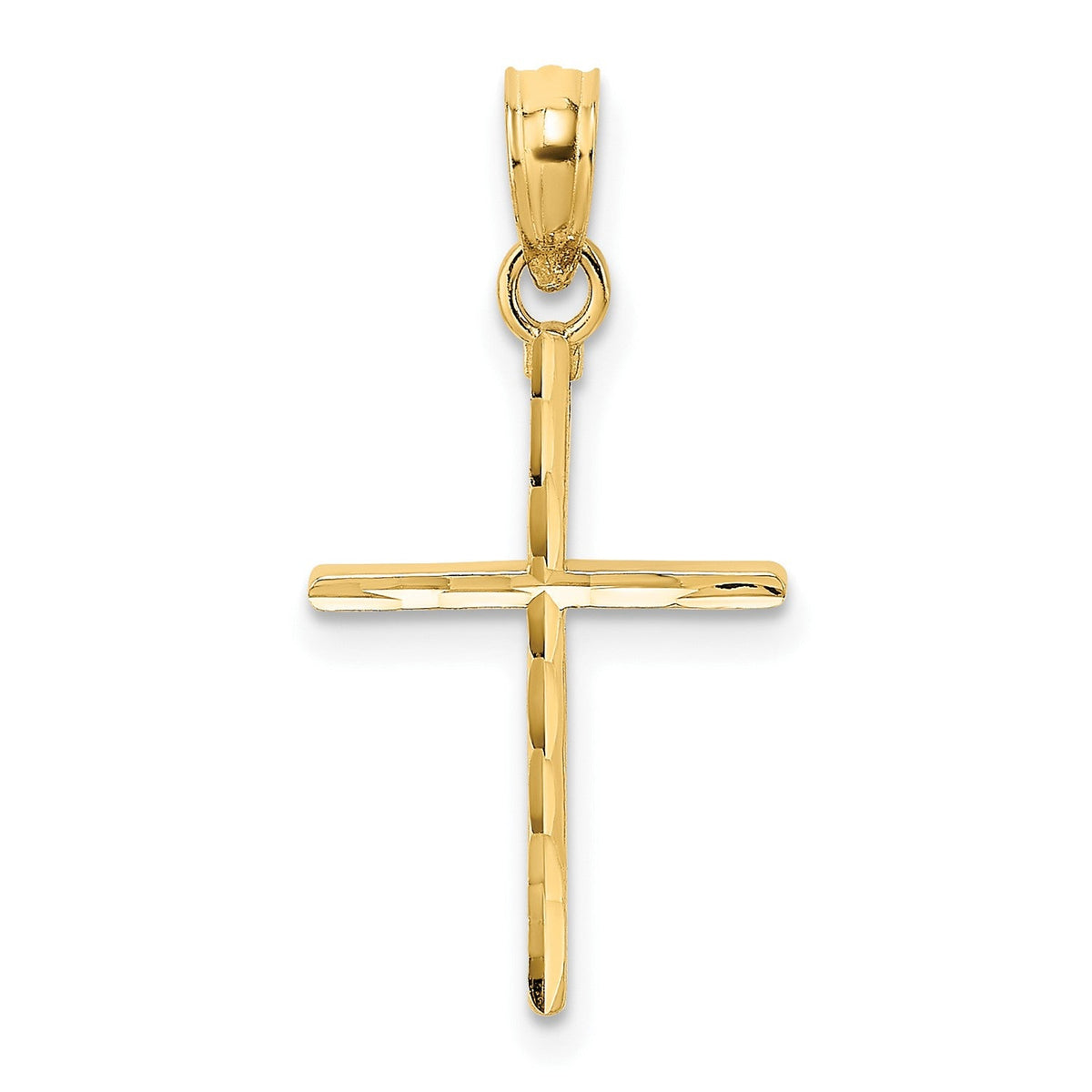 14K Real Yellow Gold Polished Cross Charm Pendant - JewelryAffairs