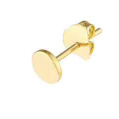 14K Real Yellow Gold Round Disc Stud Earrings 5mm