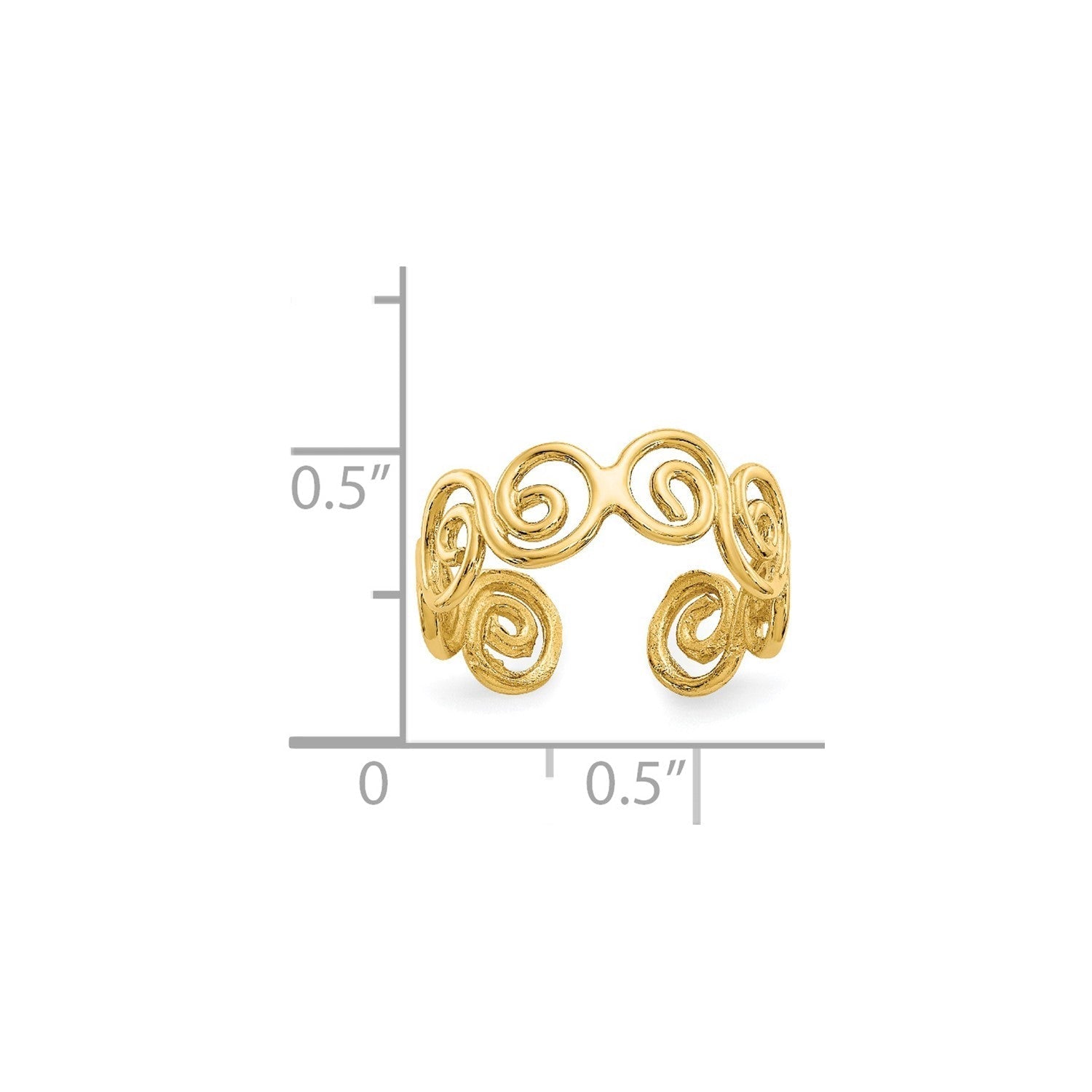14k Real Yellow Gold Spiral Design Summer Toe Ring - JewelryAffairs