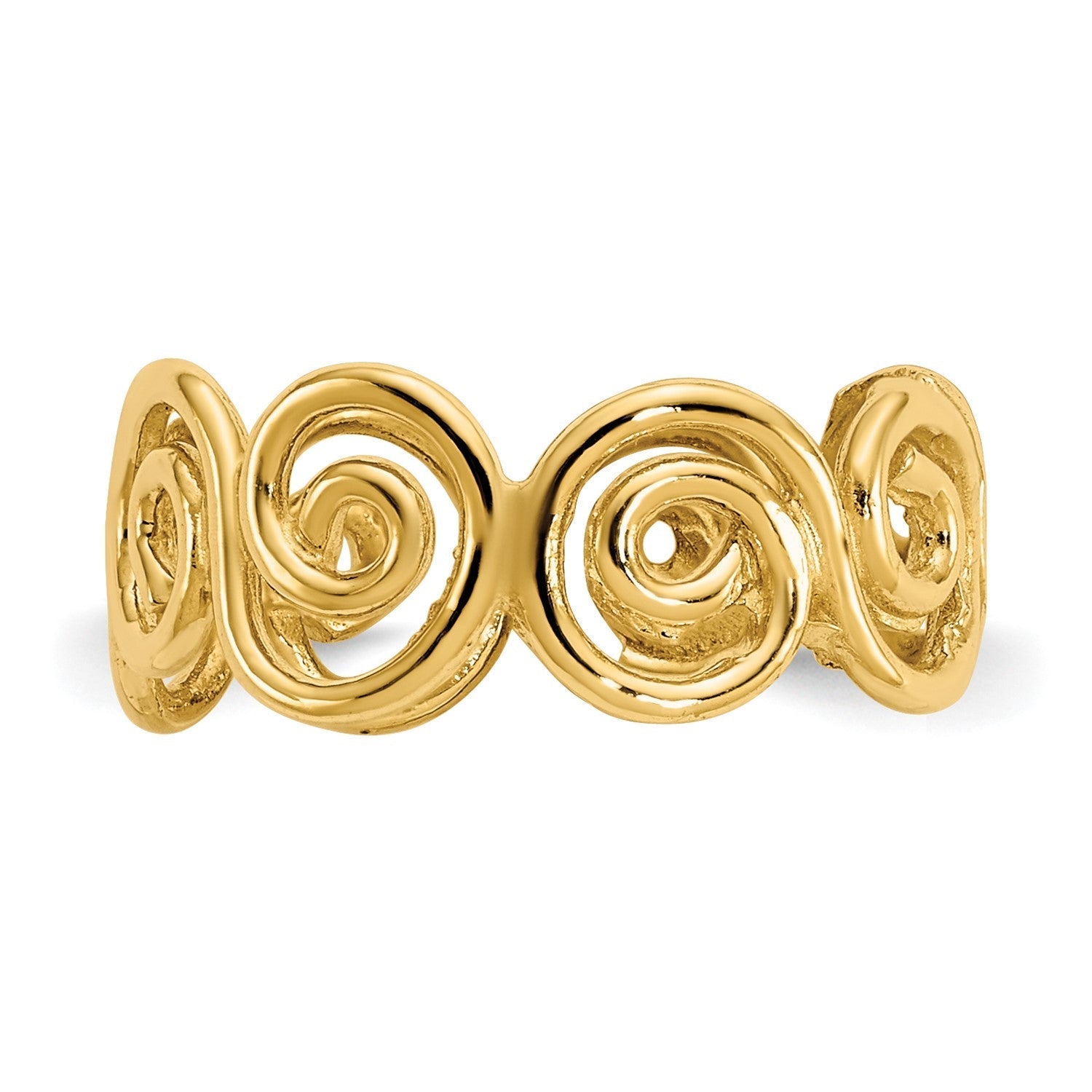 14k Real Yellow Gold Spiral Design Summer Toe Ring - JewelryAffairs