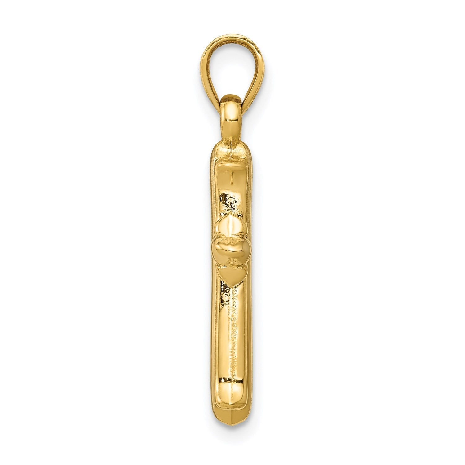 14k Real Yellow Gold with Rhodium Finisj Reversible Hollow Cross Pendant, 26x13mm - JewelryAffairs