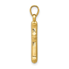 14k Real Yellow Gold with Rhodium Finisj Reversible Hollow Cross Pendant, 26x13mm - JewelryAffairs
