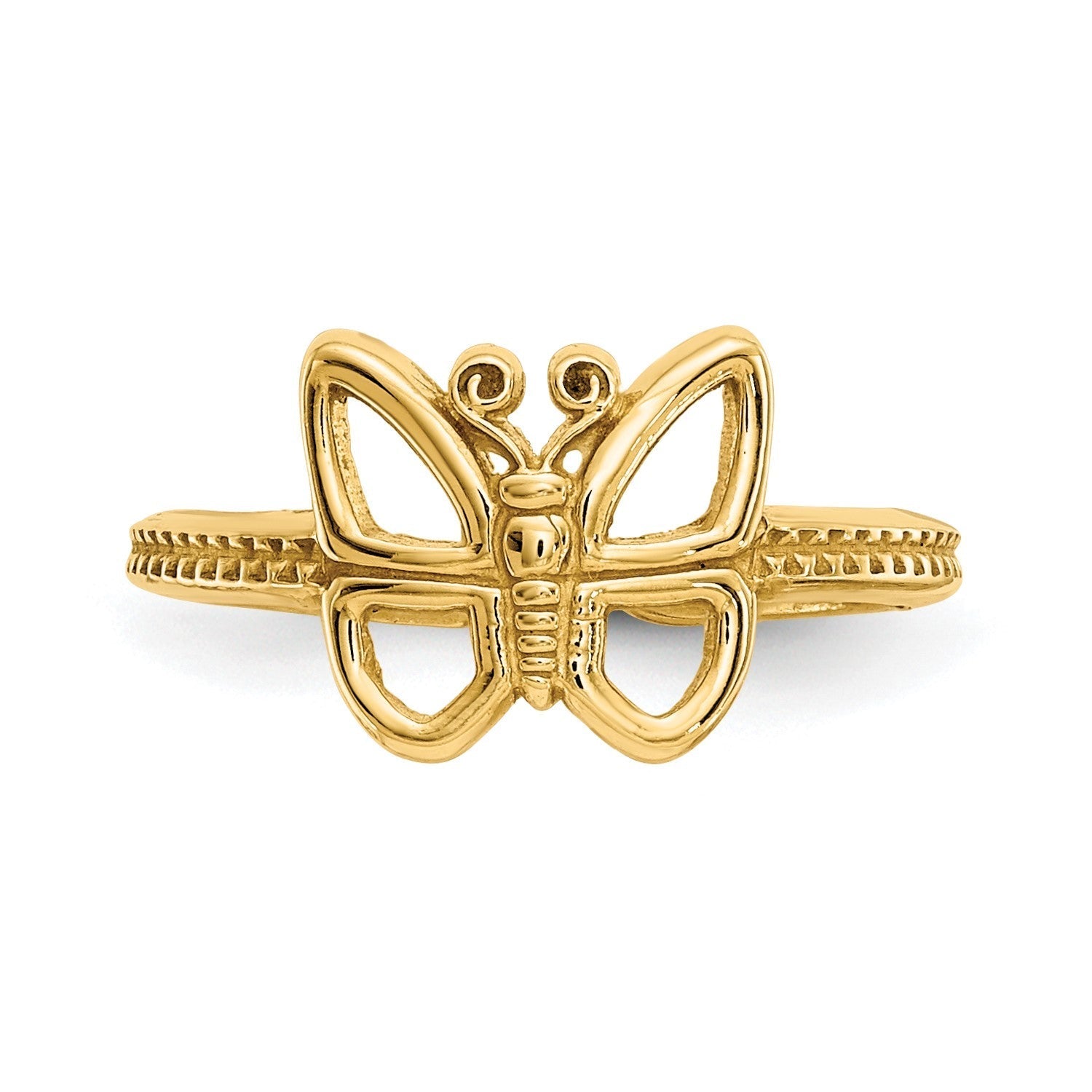 14k Real Yellow Solid Gold Butterfly Design Summer Toe Ring - JewelryAffairs
