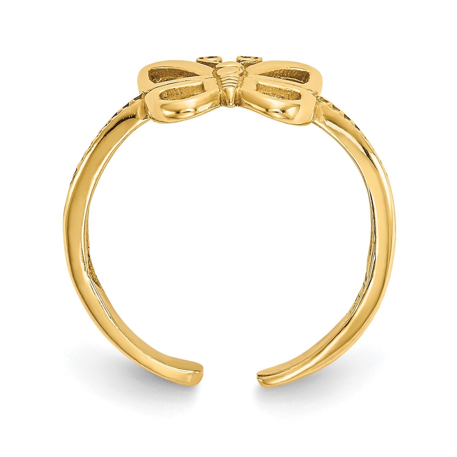 14k Real Yellow Solid Gold Butterfly Design Summer Toe Ring - JewelryAffairs