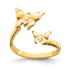 14K Real Yellow Solid Gold Butterfly Summer Toe Ring - JewelryAffairs
