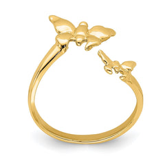 14K Real Yellow Solid Gold Butterfly Summer Toe Ring - JewelryAffairs