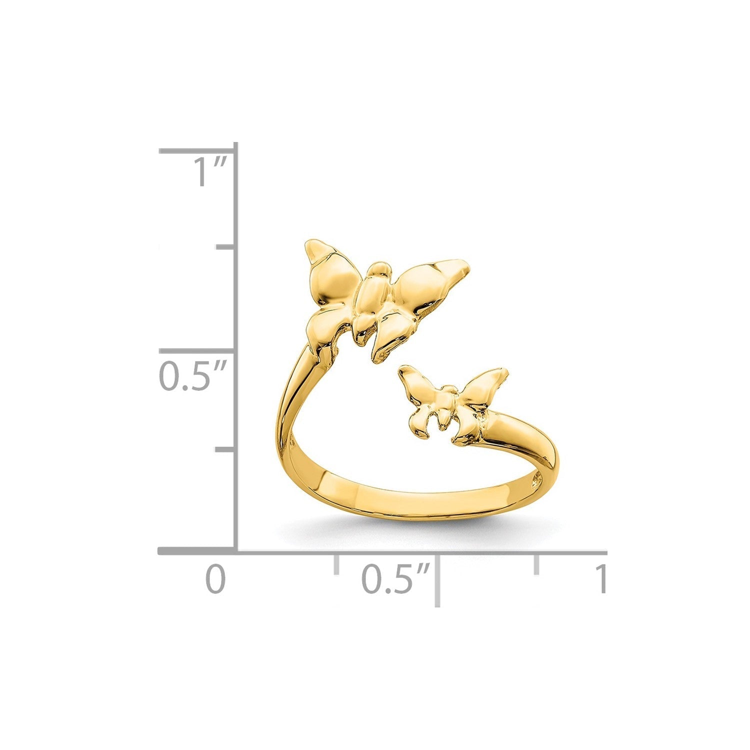 14K Real Yellow Solid Gold Butterfly Summer Toe Ring - JewelryAffairs