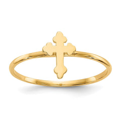 14k Real Yellow Solid Gold Cross Design Ring, Size 7 - JewelryAffairs