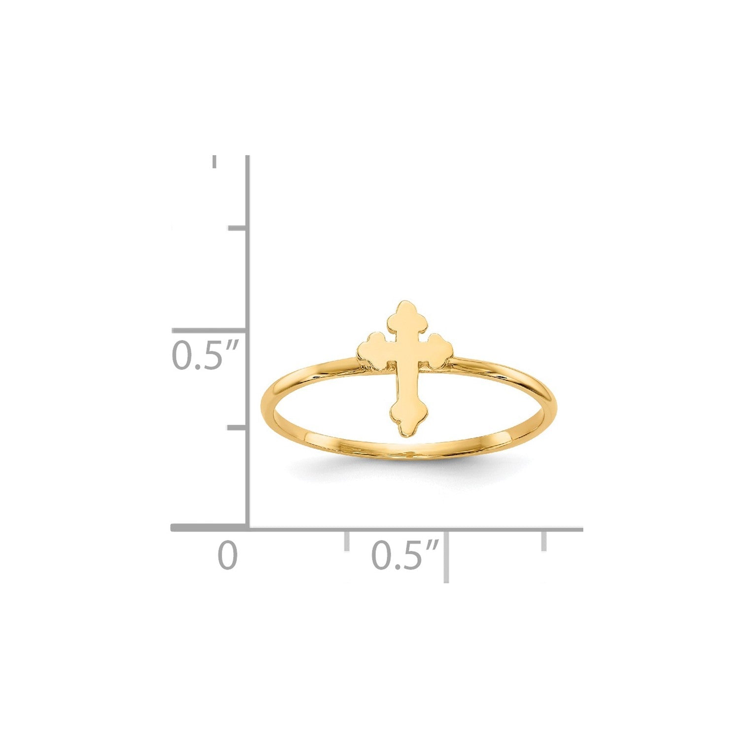 14k Real Yellow Solid Gold Cross Design Ring, Size 7 - JewelryAffairs