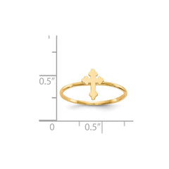 14k Real Yellow Solid Gold Cross Design Ring, Size 7