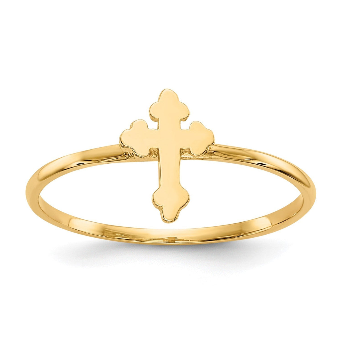 14k Real Yellow Solid Gold Cross Design Ring, Size 7 - JewelryAffairs