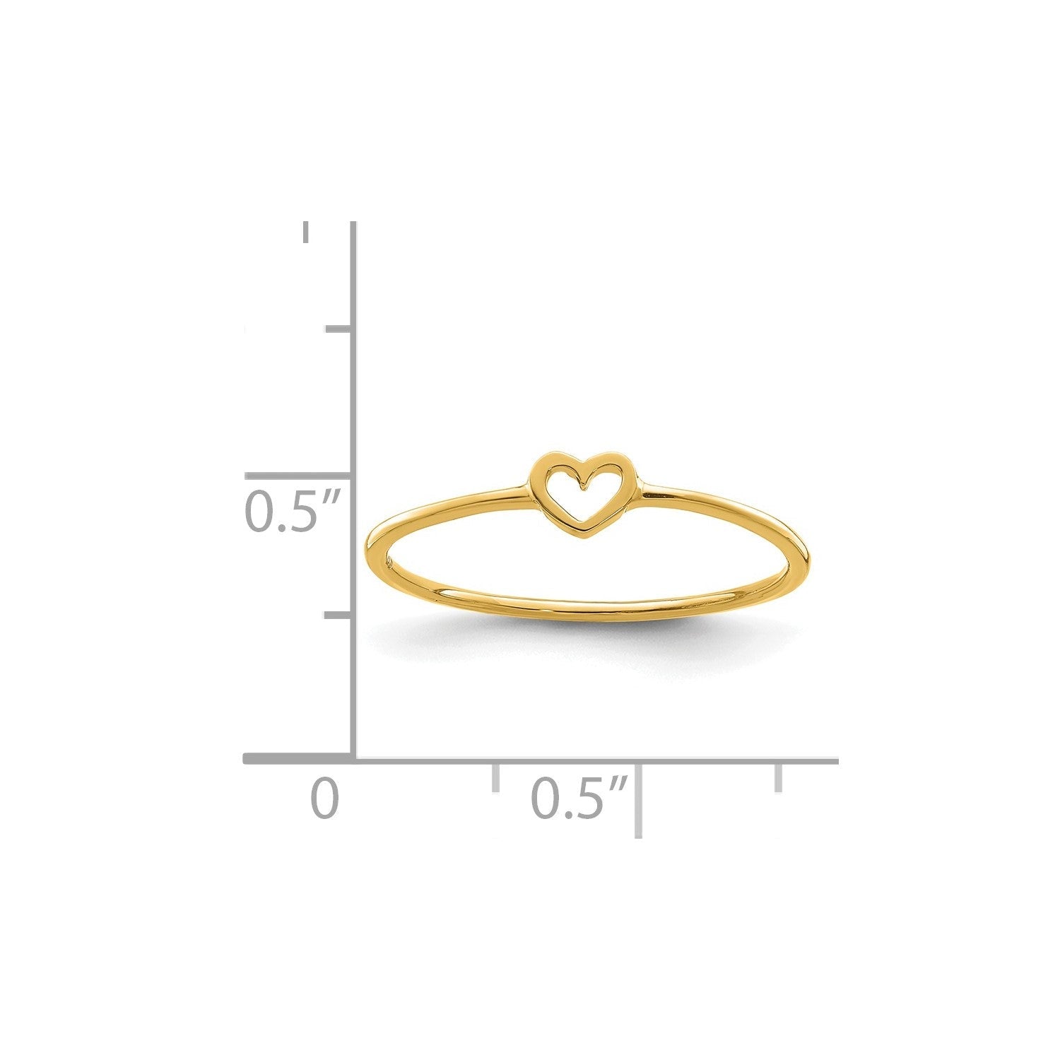 14K Real Yellow Solid Gold Heart Design Love Ring - JewelryAffairs