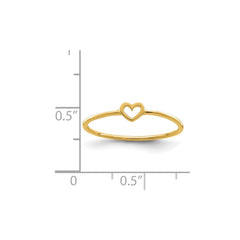 14K Real Yellow Solid Gold Heart Design Love Ring