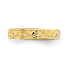 14k Real Yellow Solid Gold Hug and Hearts Adjustable Toe Summer Ring - JewelryAffairs