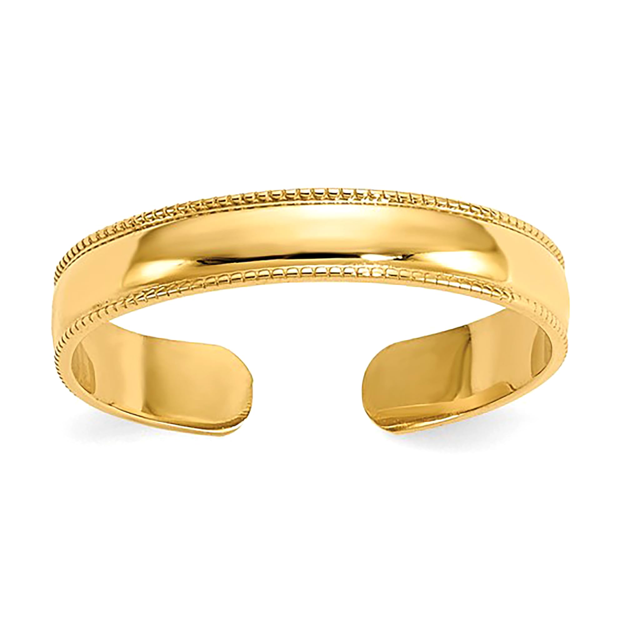 14K Real Yellow Solid Gold Migraine Adjustable Toe Summer Ring - JewelryAffairs