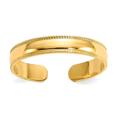 14K Real Yellow Solid Gold Migraine Adjustable Toe Summer Ring - JewelryAffairs