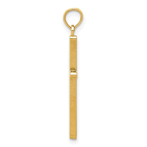 14k Real Yellow Solid Gold Polished Cross Pendant Charm 30x12mm