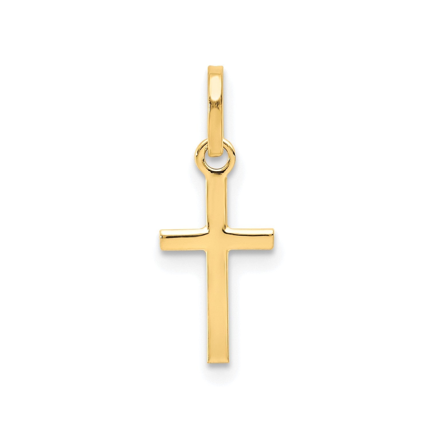 14k Real Yellow Solid Gold Small Cross Charm Pendant, 12x8mm - JewelryAffairs