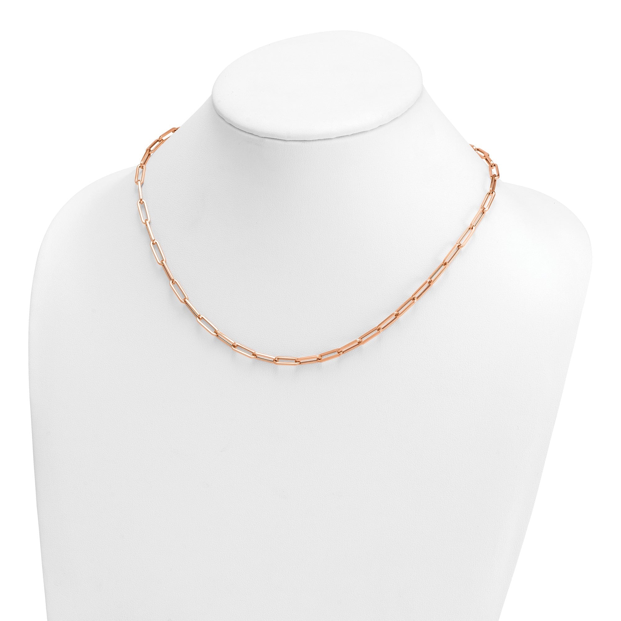 14k Rose Gold Paperclip Chain Necklace, 3mm - JewelryAffairs