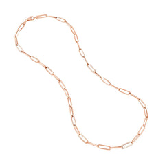 14k Rose Gold Paperclip Chain Necklace, 3mm - JewelryAffairs