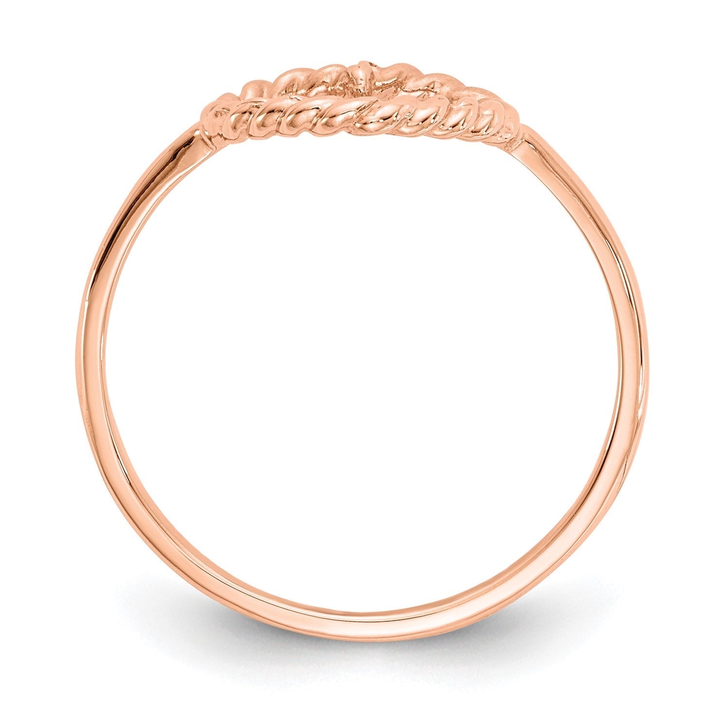14k Rose Gold Polished and Textured Heart Ring, Size 7 - JewelryAffairs