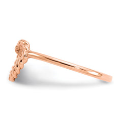 14k Rose Gold Polished and Textured Heart Ring, Size 7