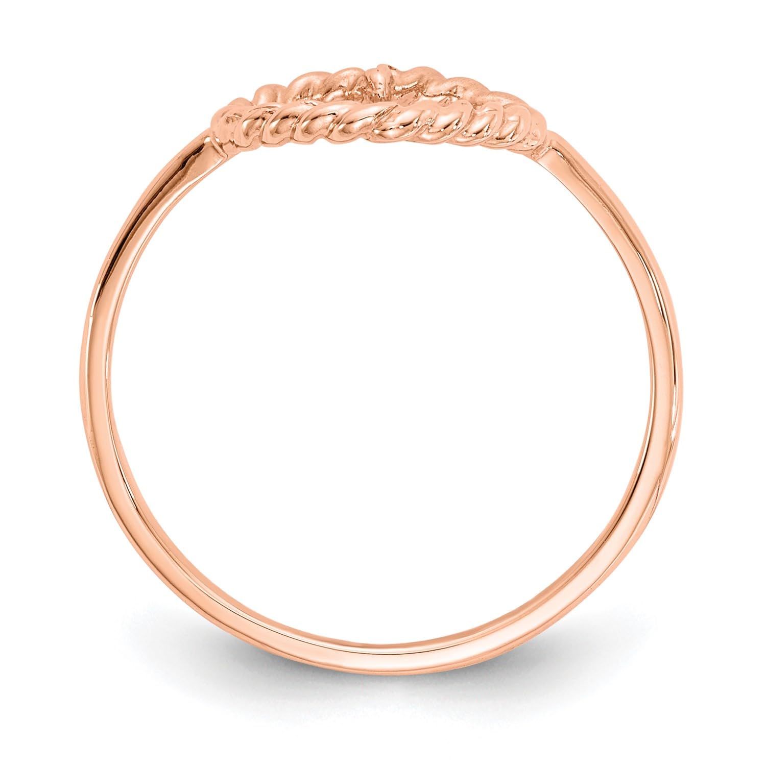 14k Rose Gold Polished and Textured Heart Ring, Size 7 - JewelryAffairs