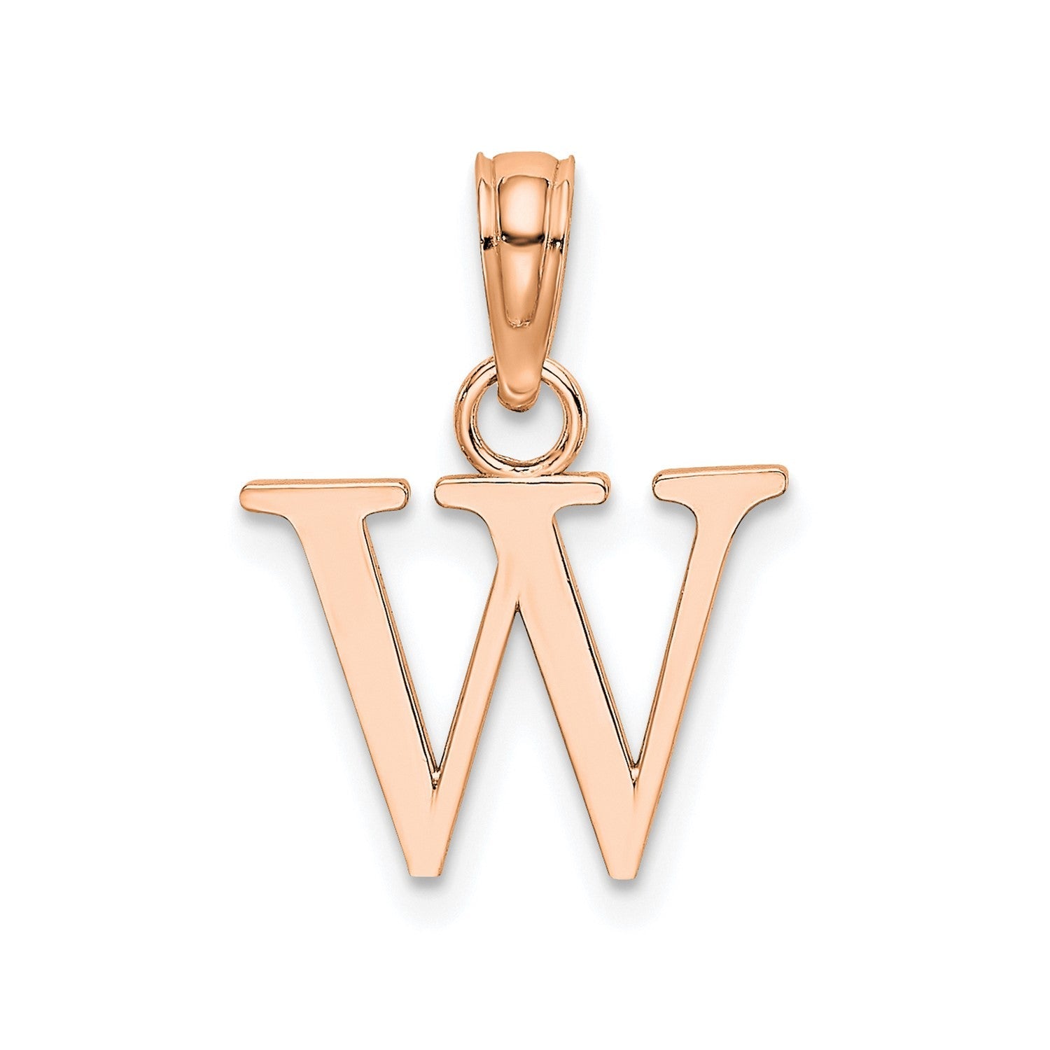 14K Rose Gold Polished Block Font Initial Letter Pendants, 13x10mm - JewelryAffairs