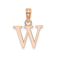 14K Rose Gold Polished Block Font Initial Letter Pendants, 13x10mm