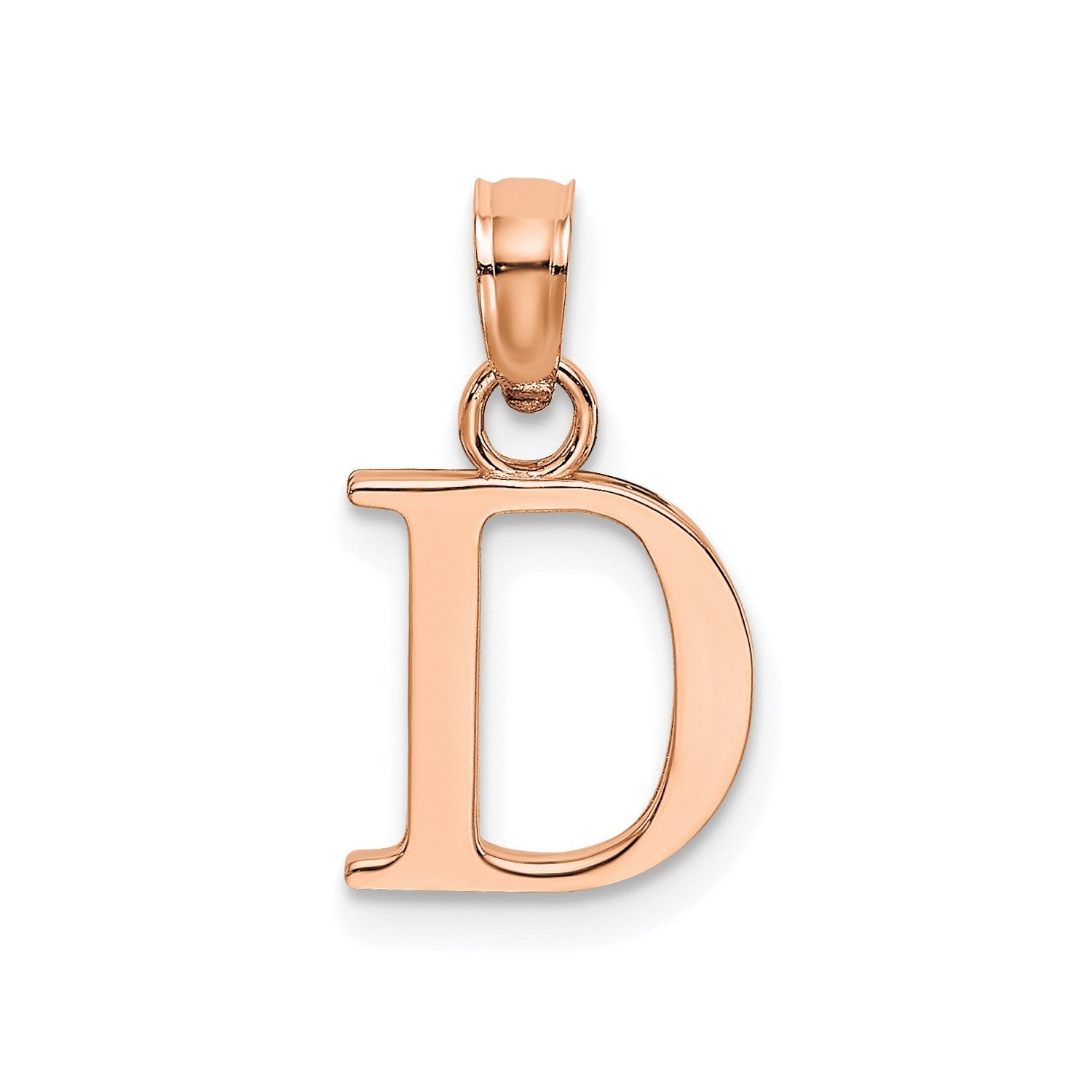 14K Rose Gold Polished Block Font Initial Letter Pendants, 13x10mm - JewelryAffairs