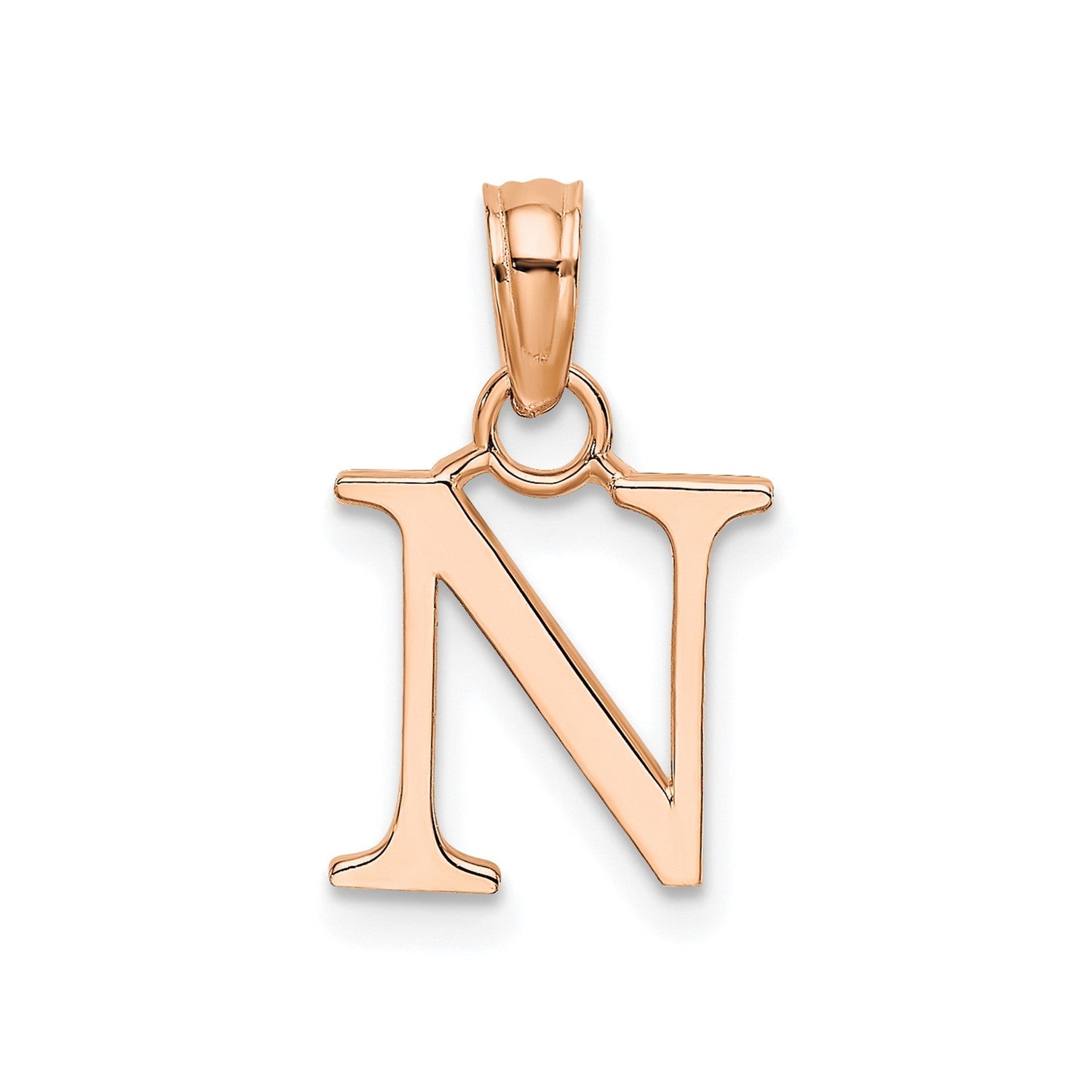 14K Rose Gold Polished Block Font Initial Letter Pendants, 13x10mm - JewelryAffairs