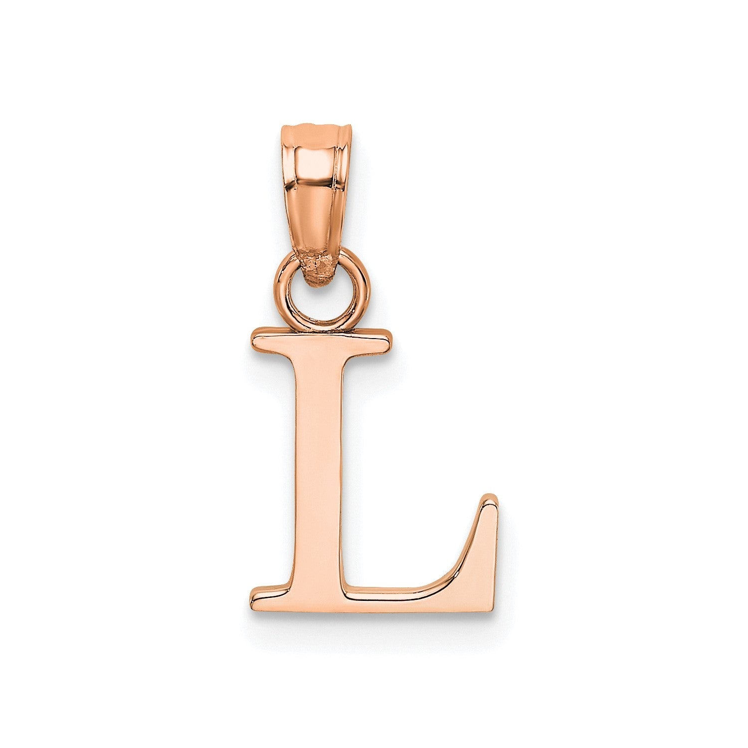 14K Rose Gold Polished Block Font Initial Letter Pendants, 13x10mm - JewelryAffairs