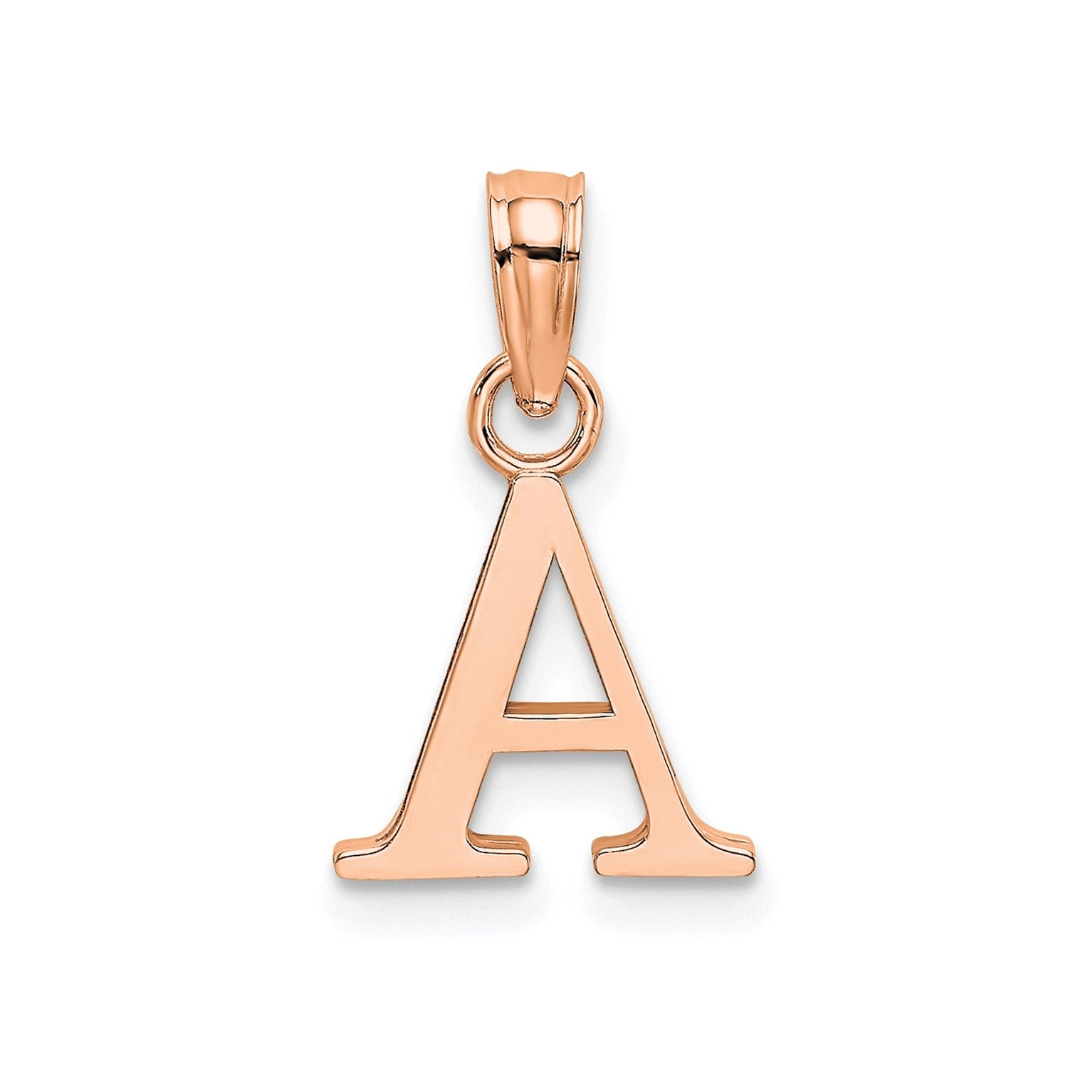 14K Rose Gold Polished Block Font Initial Letter Pendants, 13x10mm - JewelryAffairs