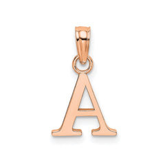 14K Rose Gold Polished Block Font Initial Letter Pendants, 13x10mm - JewelryAffairs