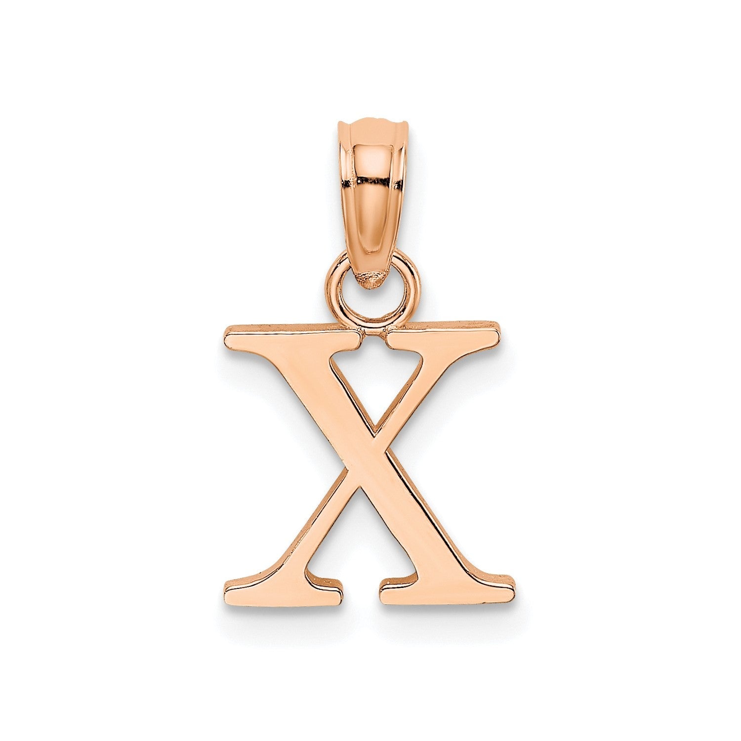 14K Rose Gold Polished Block Font Initial Letter Pendants, 13x10mm - JewelryAffairs