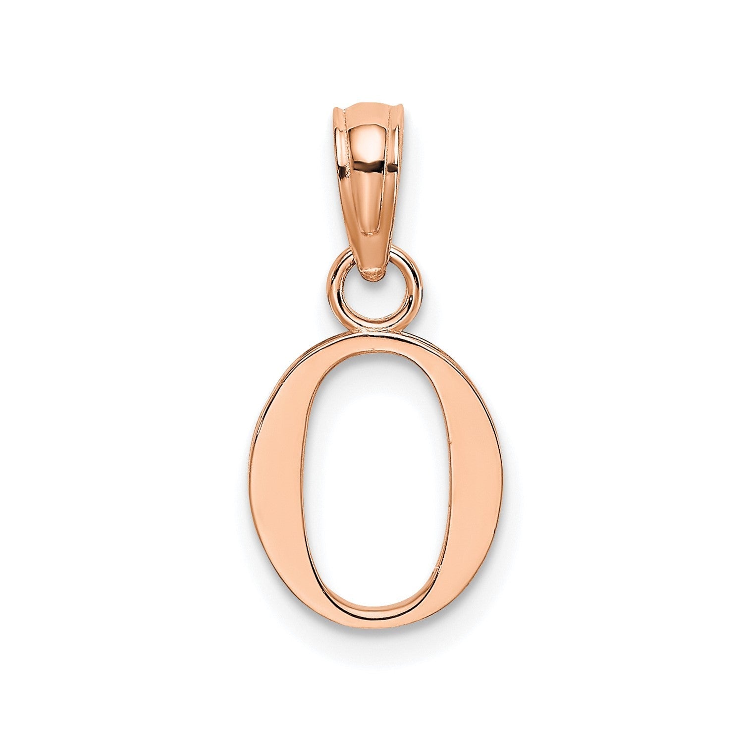 14K Rose Gold Polished Block Font Initial Letter Pendants, 13x10mm - JewelryAffairs