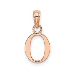 14K Rose Gold Polished Block Font Initial Letter Pendants, 13x10mm