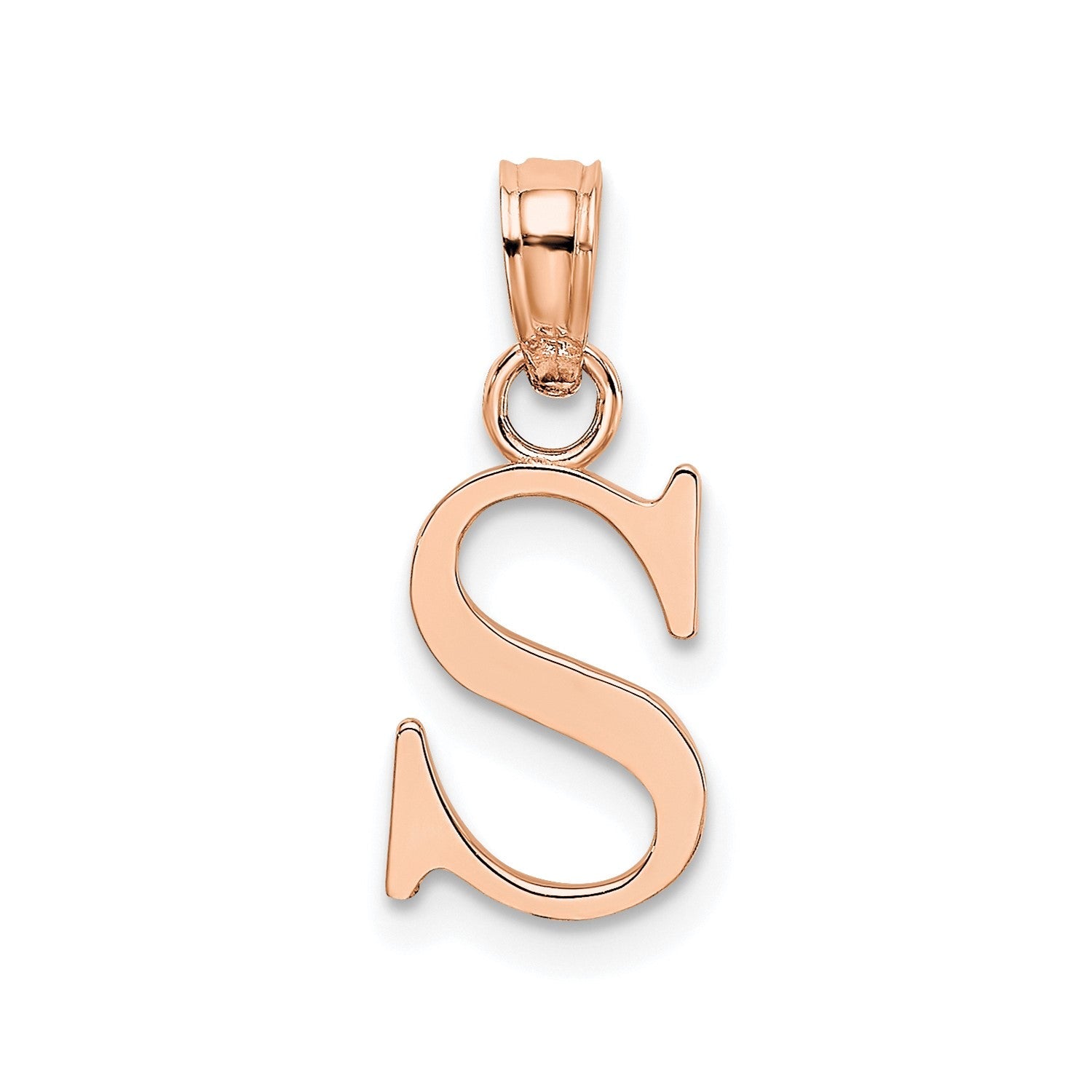 14K Rose Gold Polished Block Font Initial Letter Pendants, 13x10mm - JewelryAffairs