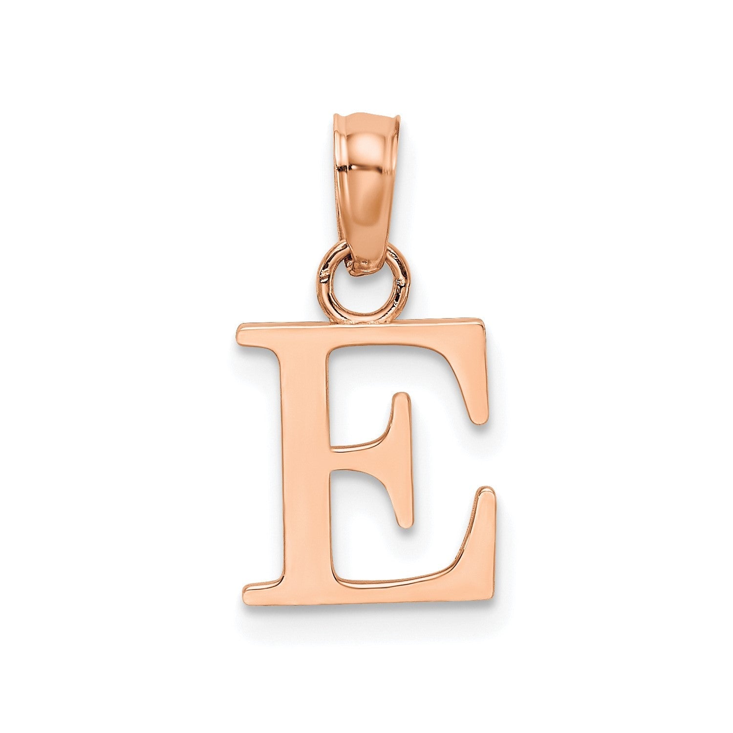 14K Rose Gold Polished Block Font Initial Letter Pendants, 13x10mm - JewelryAffairs