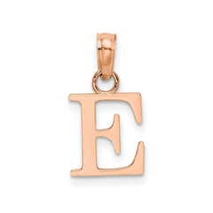 14K Rose Gold Polished Block Font Initial Letter Pendants, 13x10mm