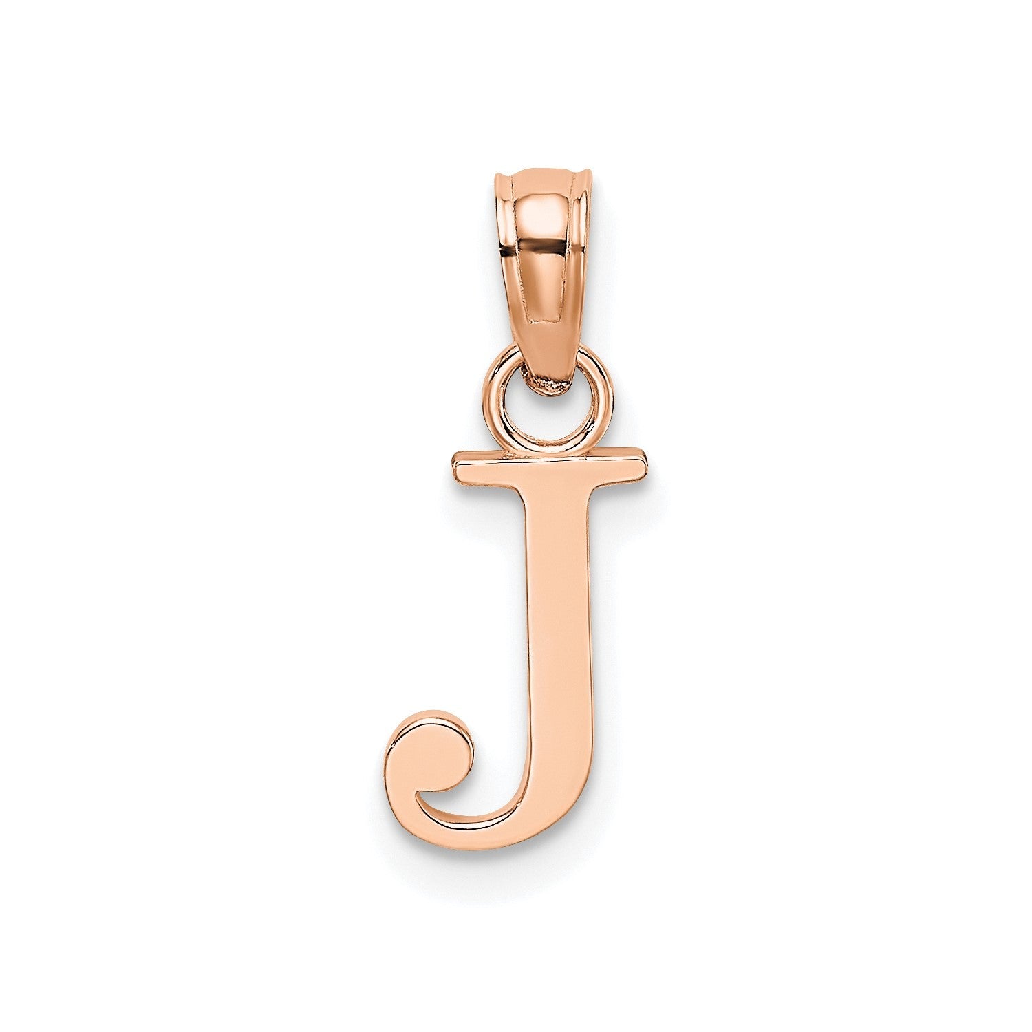 14K Rose Gold Polished Block Font Initial Letter Pendants, 13x10mm - JewelryAffairs