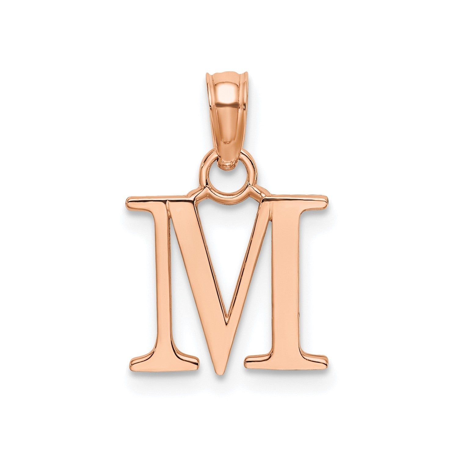 14K Rose Gold Polished Block Font Initial Letter Pendants, 13x10mm - JewelryAffairs